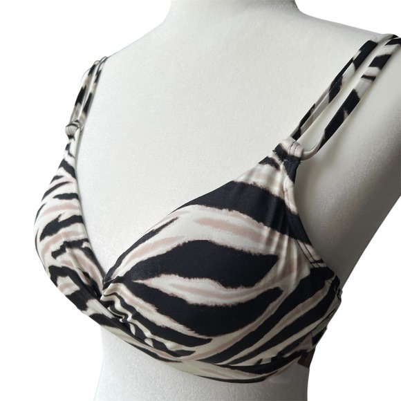 LAUREN RALPH‎ LAUREN SWIM Top sz 8 M Double strap Zebra Bikini Animal - Picture 3 of 11
